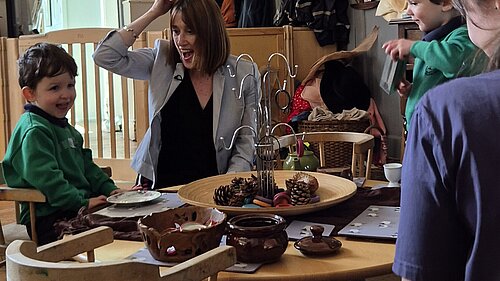 Jane Dodds visiting a nursery