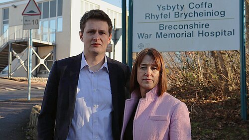 David Chadwick and Jane Dodds outside a hospital