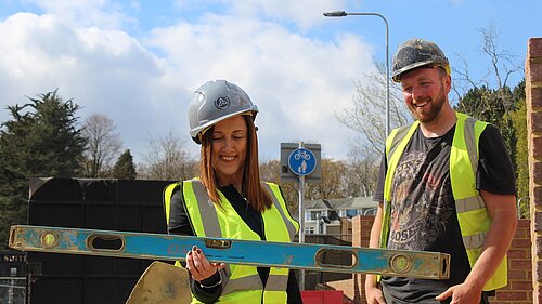 Jane Dodds MS on a construction site