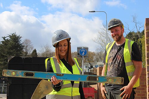 Jane Dodds MS on a construction site